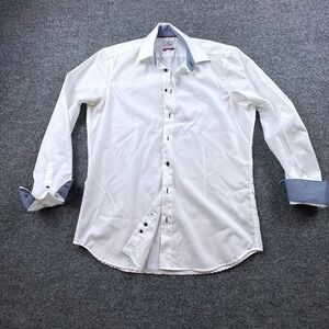 Lerros Premium Line‎ Mens White Dress Shirt 15.5/39 Modern Fit Contrast Collar